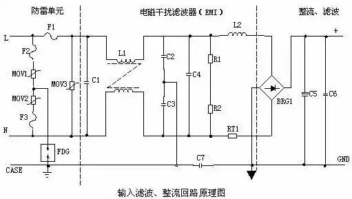 AC輸入整流濾波電路原理圖